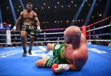 Francis Ngannou a envoyé Tyson Fury au tapis lors du 3e round. (Justin Setterfield/Getty images via AFP)