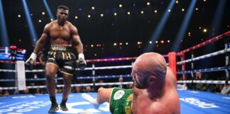 Francis Ngannou a envoyé Tyson Fury au tapis lors du 3e round. (Justin Setterfield/Getty images via AFP)